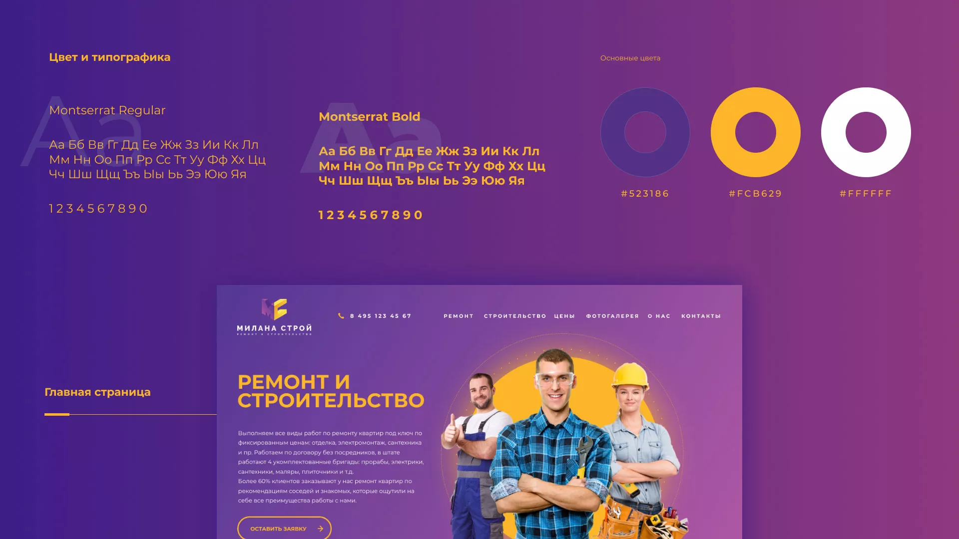 Разработка сайта строительной компании «Милана-Строй» в Щёкино