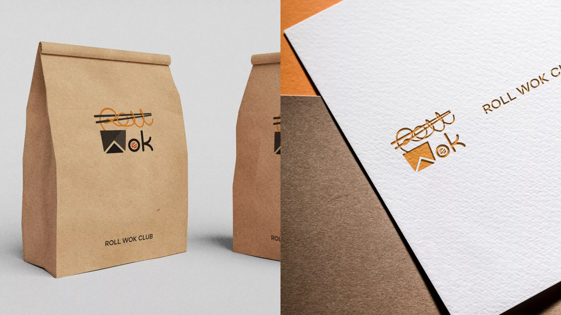 Разработка логотипа суши-бара «Roll Wok Club» в Щёкино