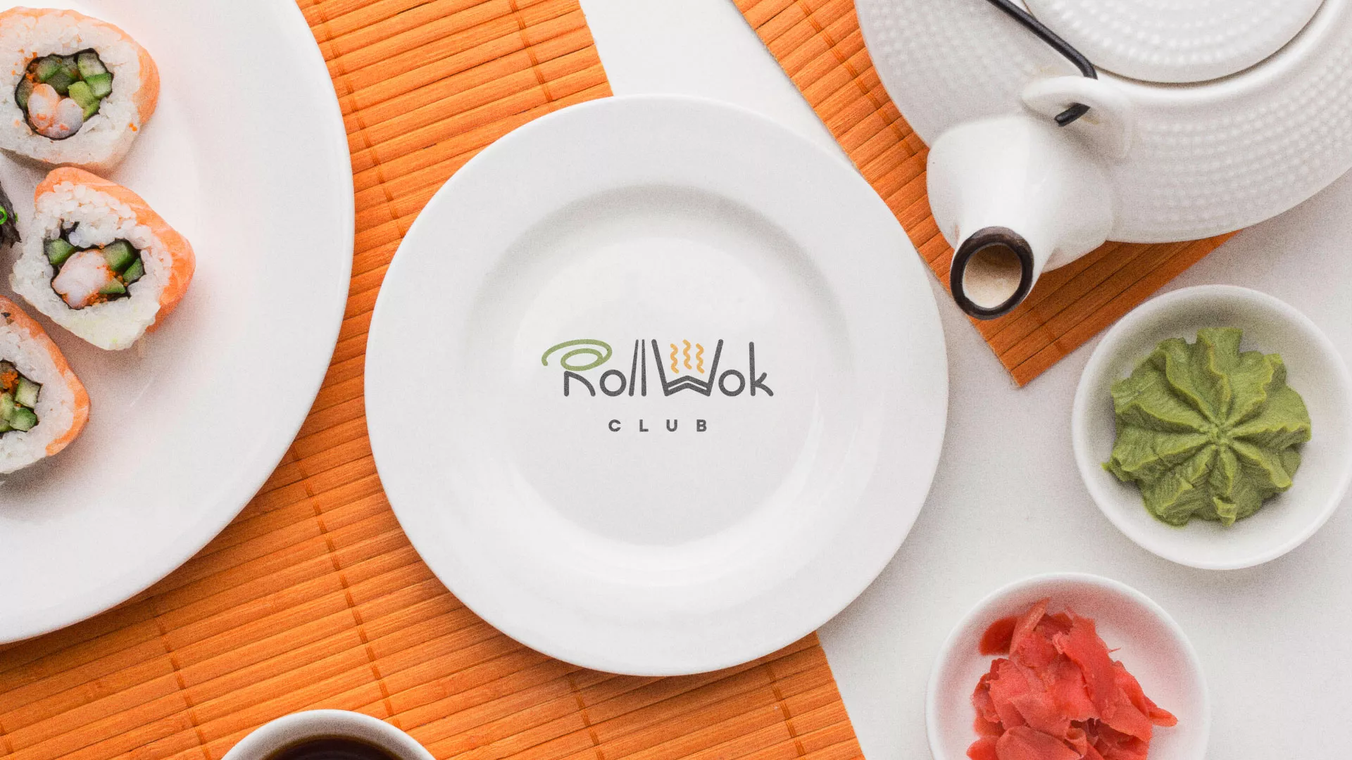 Разработка логотипа и фирменного стиля в Щёкино для суши-бара «Roll Wok Club» Разработка логотипа и фирменного стиля в Щёкино для суши-бара «Roll Wok Club»